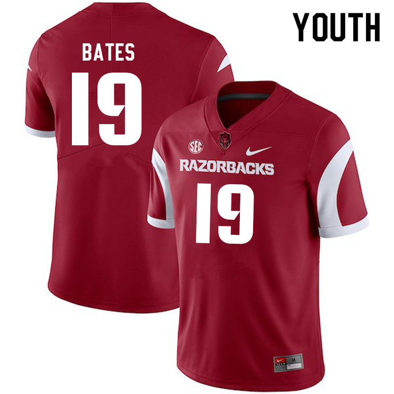 Youth #19 Jacob Bates Arkansas Razorbacks College Football Jerseys Sale-Cardinal
